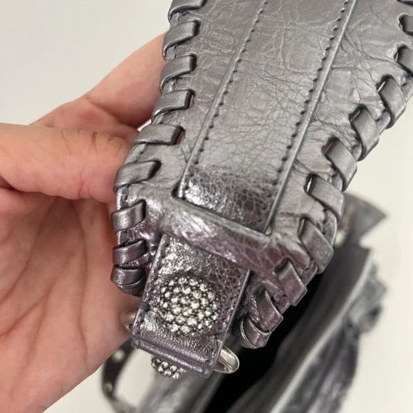 Balenciaga Neo Cagole City Bag Leather with Crystals XS - Metallic Silver - Picture 12 of 16